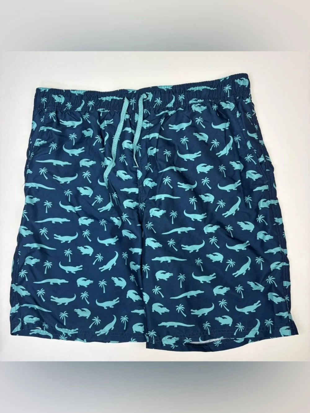 Mountain and Isles Men XXL Swim Trunk Shorts Alligator Crocodile Palm Tree Beach